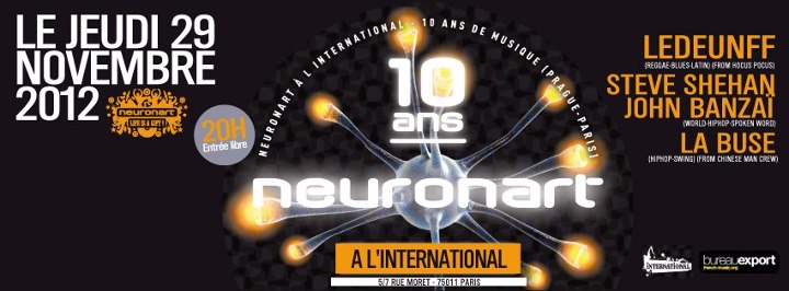 Concert Neuronart: Steve Shehan, John Banzaï et David Le Deunff à l'Européen le 29 novembre