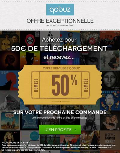 Offre Qobuz: jusqu'au 31 octobre, 50% de remise sur vos achats, jusqu'à 40 € de remise