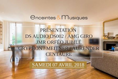 Enceintes et Musiques fait son show: les nouvelles enceintes JMR Orféo Jubilé, et le système vinyle DS Audio en présentation le samedi 7 avril à Paris