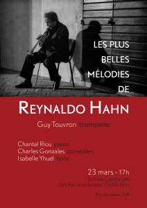 2 concerts à Paris: Reynaldo Hahn le dimanche 23 mars, et Félicien David le mardi 25 mars 2014