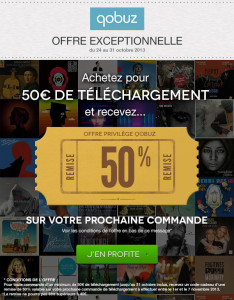 Offre Qobuz: jusqu'au 31 octobre, 50% de remise sur vos achats, jusqu'à 40 € de remise